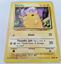 Pokemon TCG Pikachu Base Set 58/102 Regular Unlimited Common - Uncirculated - Image 2