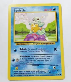Pokemon TCG Squirtle Base Set 63/102 Regular Unlimited Common - Uncirculated - Image 1