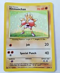 Pokemon TCG Hitmonchan Base Set 7/102 Unlimited Holo Rare - Uncirculated - Image 1