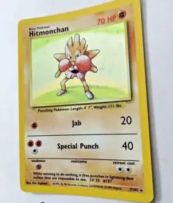 Pokemon TCG Hitmonchan Base Set 7/102 Unlimited Holo Rare - Uncirculated - Image 2