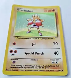 Pokemon TCG Hitmonchan Base Set 7/102 Unlimited Holo Rare - Uncirculated - Image 3