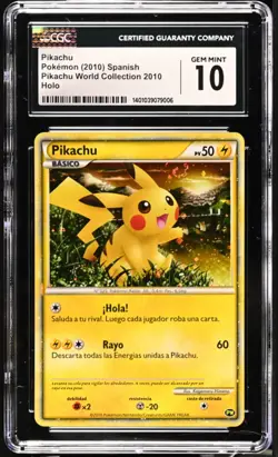 Pikachu World Spanish Promo Pokemon Card Holo 2010 CGC GEM MINT 10 SWIRL 🌀🌀 - Image 1