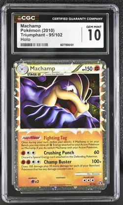 CGC 10 GEM MINT Machamp 2010 Triumphant 95/102 Holo Pokemon Card - Image 1