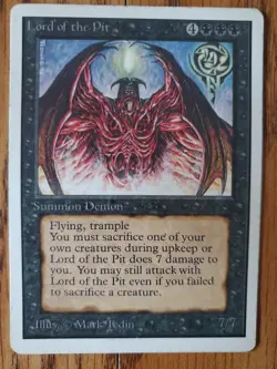 Magic The Gathering LORD OF THE PIT UNLIMITED Edition Moderate Play SEE PHOTOS - Image 1