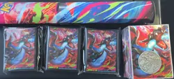 Pokemon Mega Charizard X EX Play Mat, Card Sleeves, Deck Box, Coin, And Dice - Image 1