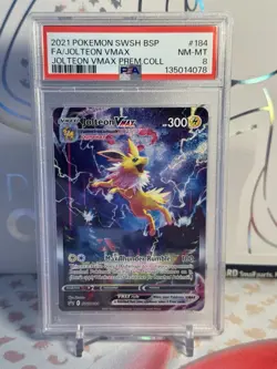 2021 POKEMON SWSH BLACK STAR PROMO #184 FULL ART/JOLTEON VMAX PSA 8 - Image 1