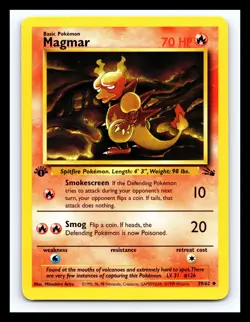 💥 Magmar 1st Edition Stamp Fossil Rare Non Holo Pokemon 2000 Vintage # 39/62 - Image 1