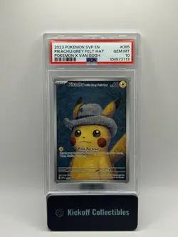 2023 POKEMON SVP EN-SV BLACK STAR PROMO #085 PIKACHU WITH GREY FELT HAT PSA 10 - Image 1