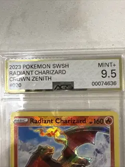 Pokemon SWSH Crown Zenith Radiant Charizard 020/159 AGS Mint+ 9.5 Holo Rare 2023 - Image 2