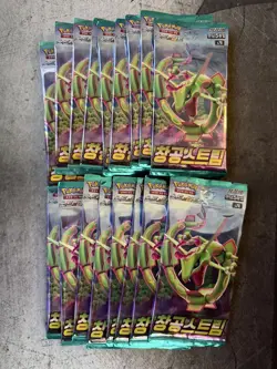 17 PACK LOT Pokemon Korean Sword & Shield Booster Packs "Blue Sky Stream" S7R - Image 1