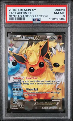 2016 POKEMON XY GENERATIONS RADIANT COLL #RC28 FULL ART/FLAREON EX PSA 8 - Image 1