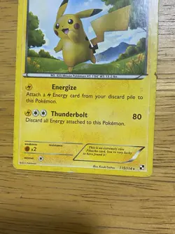 Pokemon TCG Pikachu Non Holo 115/114 Secret Rare Black&White (2011) - Image 2