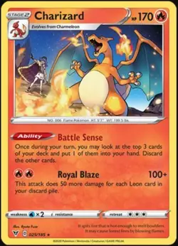 LP Pokemon Charizard - 025/185 - Rare Lightly Played Vivid Voltage - Image 1