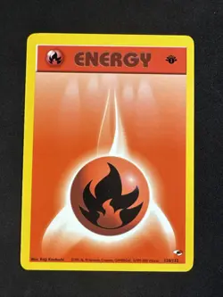Fire Energy 128/132 Gym Heroes Regular 1st Edition Pokemon MJ - Image 1