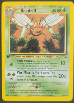 Pokemon TCG Beedrill Neo Discovery 1st edition 18/75 LP - Image 1