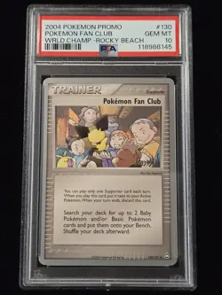 2004 Pokemon Tcg Pokemon Promo Fan Club World Champ Rocky Beach #130 Psa 10... - Image 1