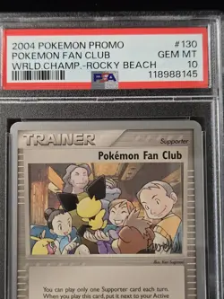2004 Pokemon Tcg Pokemon Promo Fan Club World Champ Rocky Beach #130 Psa 10... - Image 2