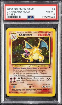 2000 POKEMON BASE SET 2 #4 CHARIZARD-HOLO PSA 8 - Image 1