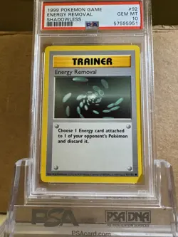 1999 POKEMON WOTC SHADOWLESS BASE SET ENERGY REMOVAL #92 PSA 10 - Image 2
