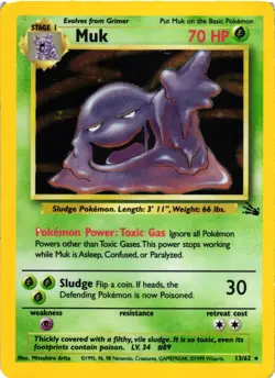 Pokemon TCG Muk Fossil 13/62 Holo Unlimited Holo Rare DMG - Image 1