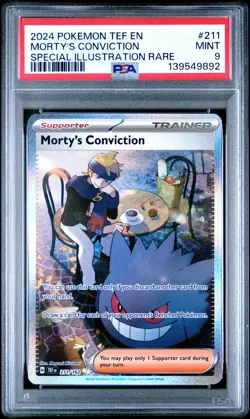 Morty's Conviction 211/162 Special Illustration Rare Pokemon PSA 9 *892 - Image 1