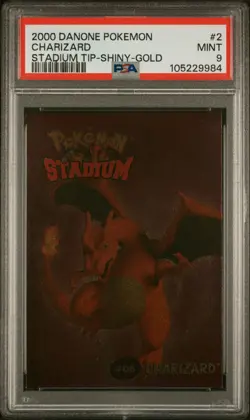 🔥 PSA 9 MINT - 2000 Danone Pokemon Stadium Shiny Gold #2 CHARIZARD 🐉 Pop: 11 - Image 4