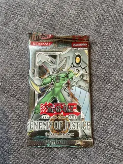 Yu-Gi-Oh! Konami 1st Edition Enemy of Justice Booster Pack Sealed English - Image 1