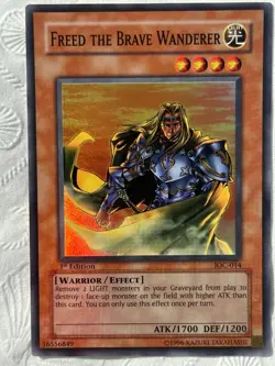 YUGIOH FREED THE BRAVE WANDERER HOLO 1ST EDITION IOC-014 NEVER PLAYED NM - Image 1