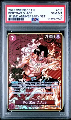 2025 ONE PIECE OP02-013 JAPANESE 2ND ANNIVERSARY SET PORTGAS D. ACE ENG PSA 10 - Image 1