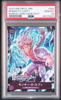 PSA 10 Monkey D Luffy P-041 PROMO BANDAI CARD GAME Fest World Tour One Piece（8） - Image 1
