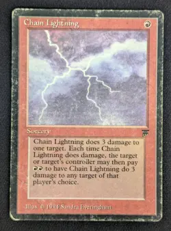 MTG Chain Lightning- DAMAGED -Legends Magic the Gathering Card # 137 - Image 1