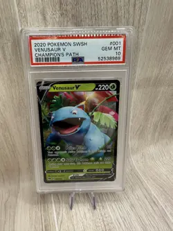 Pokemon TCG Venusaur v Champion's Path Holo Ultra Rare Card 001/073 PSA 10 - Image 1
