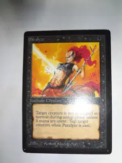 MTG MAGIC THE GATHERING CARD ORIGINAL BETA BLACK PARALYZE ENCHANTMENT x1 COMMON - Image 1