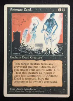 MTG Animate Dead- DAMAGED -4th Edition Magic the Gathering Card # 118 - Image 1