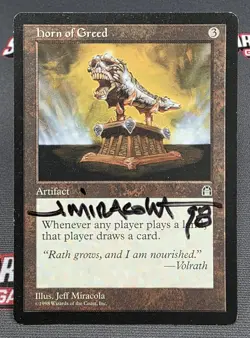 MTG Horn of Greed - Signed - Stronghold Magic the Gathering Card - Image 1