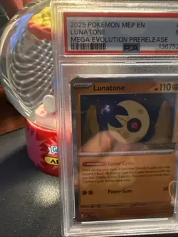 🦄LOW POP🦄Pokemon TCG Mega Evolution Lunatone Stamped Promo Holo Card #4 PSA 9 - Image 3