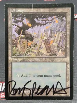 MTG Swamp (Blue) (Japan) - Signed -APAC Land Promo Magic the Gathering Card - Image 1