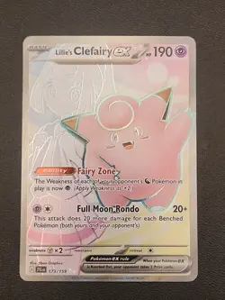 Pokemon TCG Lillie's Clefairy EX Ultra Rare Card 173/159 Journey Together B1 - Image 1