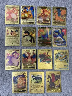 Set of 15 Charizard V, VMax, GX &More Gold Foil Fan Art Cards - Image 1