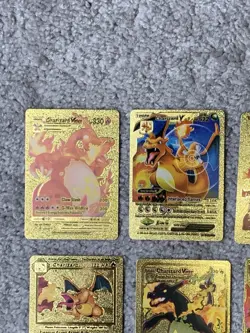 Set of 15 Charizard V, VMax, GX &More Gold Foil Fan Art Cards - Image 2