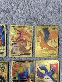 Set of 15 Charizard V, VMax, GX &More Gold Foil Fan Art Cards - Image 3