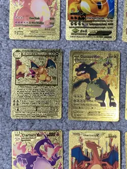 Set of 15 Charizard V, VMax, GX &More Gold Foil Fan Art Cards - Image 4
