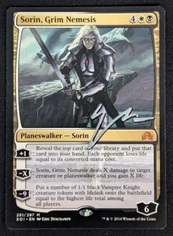 MTG Sorin, Grim Nemesis- Signed -Shadows over Innistrad Magic Card # 251 - Image 1