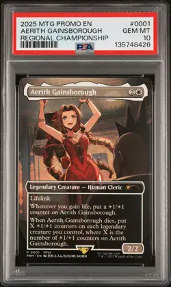 2025 MTG PROMOS REGIONAL CHAMPIONSHIP #0001 AERITH GAINSBOROUGH PSA 10 - Image 1