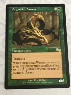 D1212 MAGIC GATHERING URZA'S SAGA ARGOTHIAN WURM #236 MP R MTG - Image 1