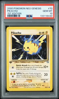 2000 POKEMON NEO GENESIS 1ST ED #70 PIKACHU PSA 10 - Image 1
