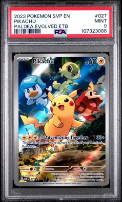 2023 POKEMON SVP EN-SV PALDEA EVOLVED ETB PROMO #027 PIKACHU PSA 9 - Image 1