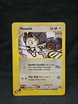 Pokemon Meowth 121/165 Expedition Reverse Holo 2002 Yoshida 50 HP - Image 1