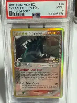 2005 POKEMON EX DELTA SPECIES #16 TYRANITAR-REVERSE FOIL PSA 9 - POP 174 - Image 1