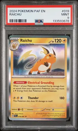 2024 POKEMON PAF EN-PALDEAN FATES #019 RAICHU PSA 9 - Image 1